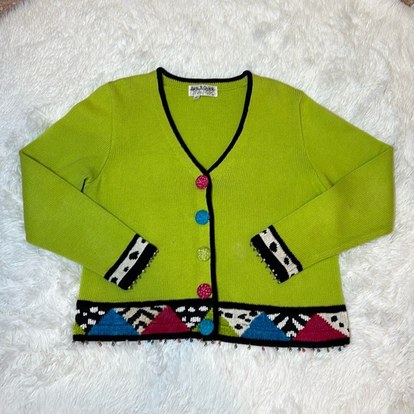 Jack B. Quick Vintage Beaded Knit Cardigan UNIQUE Size Small - Picture 1 of 14